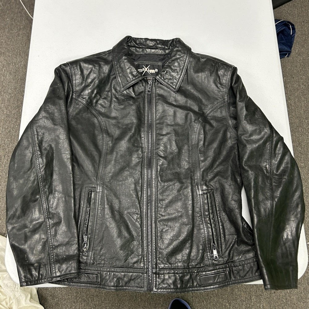 Wilsons Leather Maxima Jacket Womens XL Black Full Zip Moto Biker F3